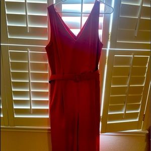 Coral jumpsuit crop outfit-  belted
